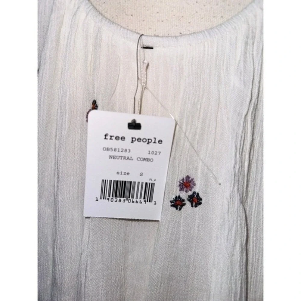 FP1 NWT Free‎ People Oxford Embroidered Mini Dress Retail $128 Cream Ivory Small
